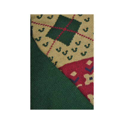 Vintage Knitwear Sweater Retro Pattern Green/Beige Ladies XL