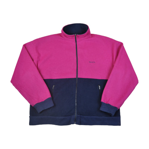 Vintage Regatta Fleece Jacket Retro Block Pattern Pink/Navy Ladies XXL