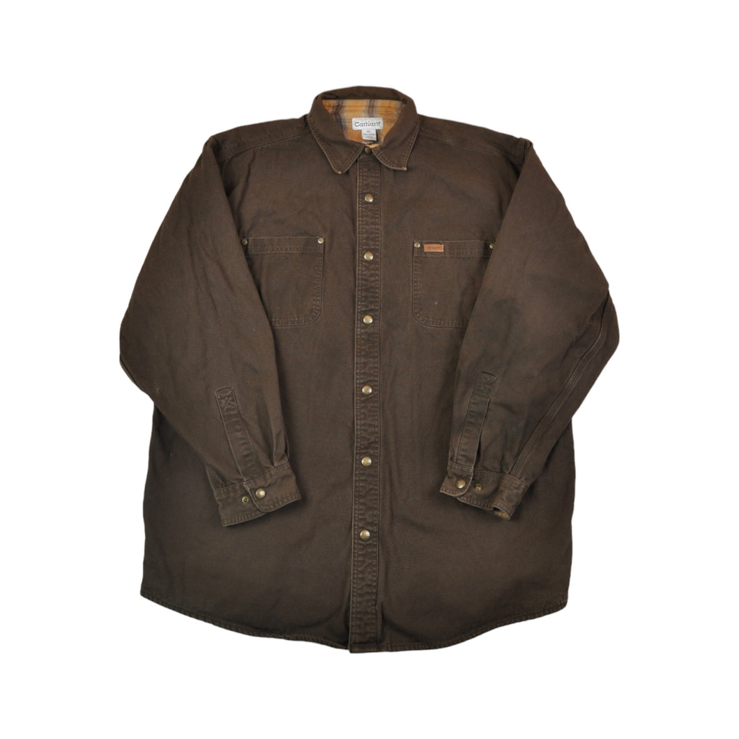 Vintage Carhartt Workwear Shirt Blanket Lined Brown XL