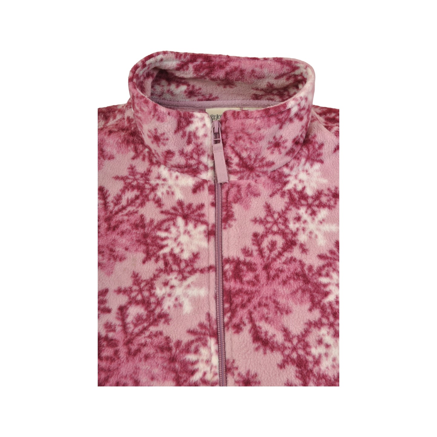 Vintage Fleece Jacket Retro Pattern Pink Ladies XXL