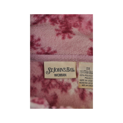 Vintage Fleece Jacket Retro Pattern Pink Ladies XXL