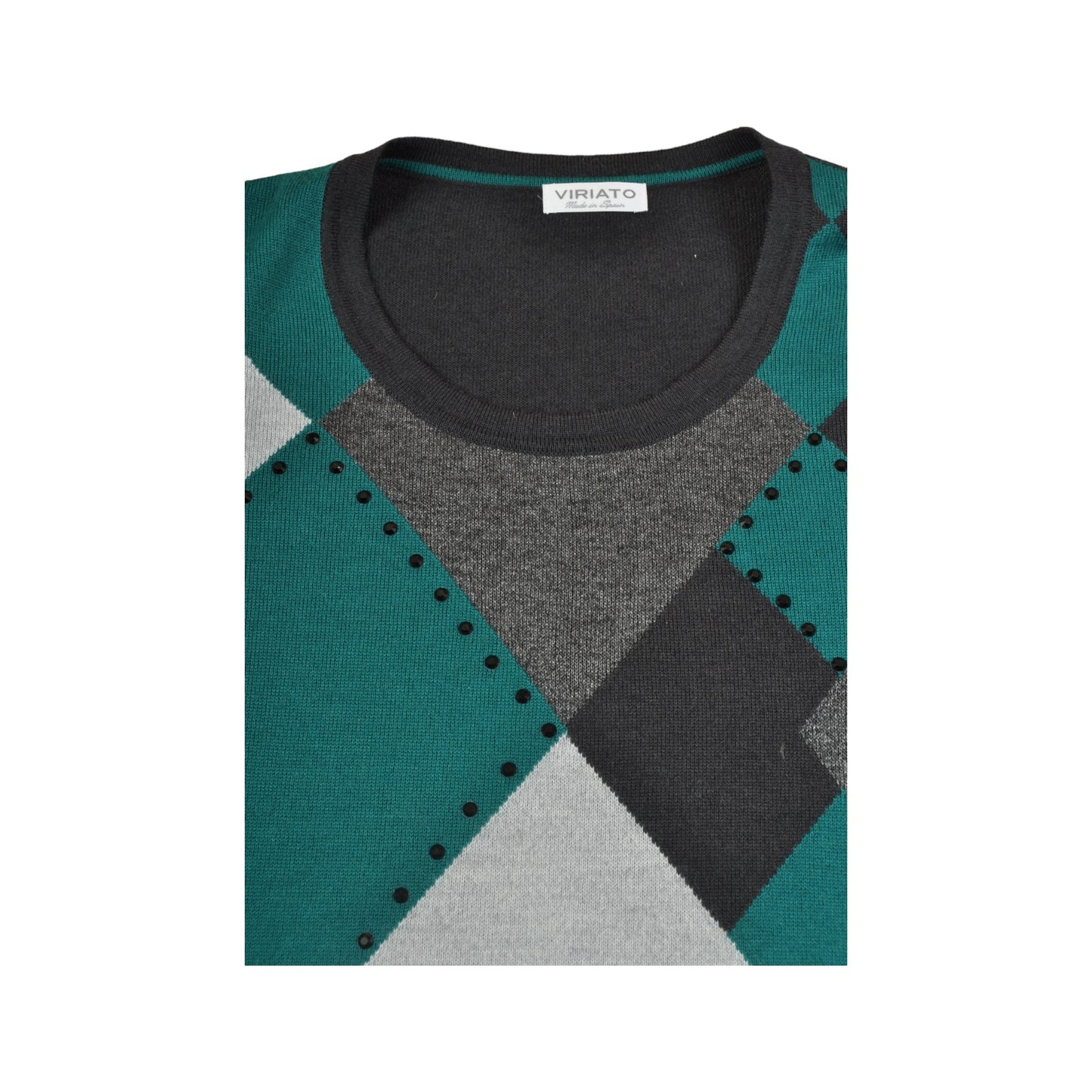 Vintage Knitwear Sweater Retro Argyle Pattern Green/Grey Ladies Medium