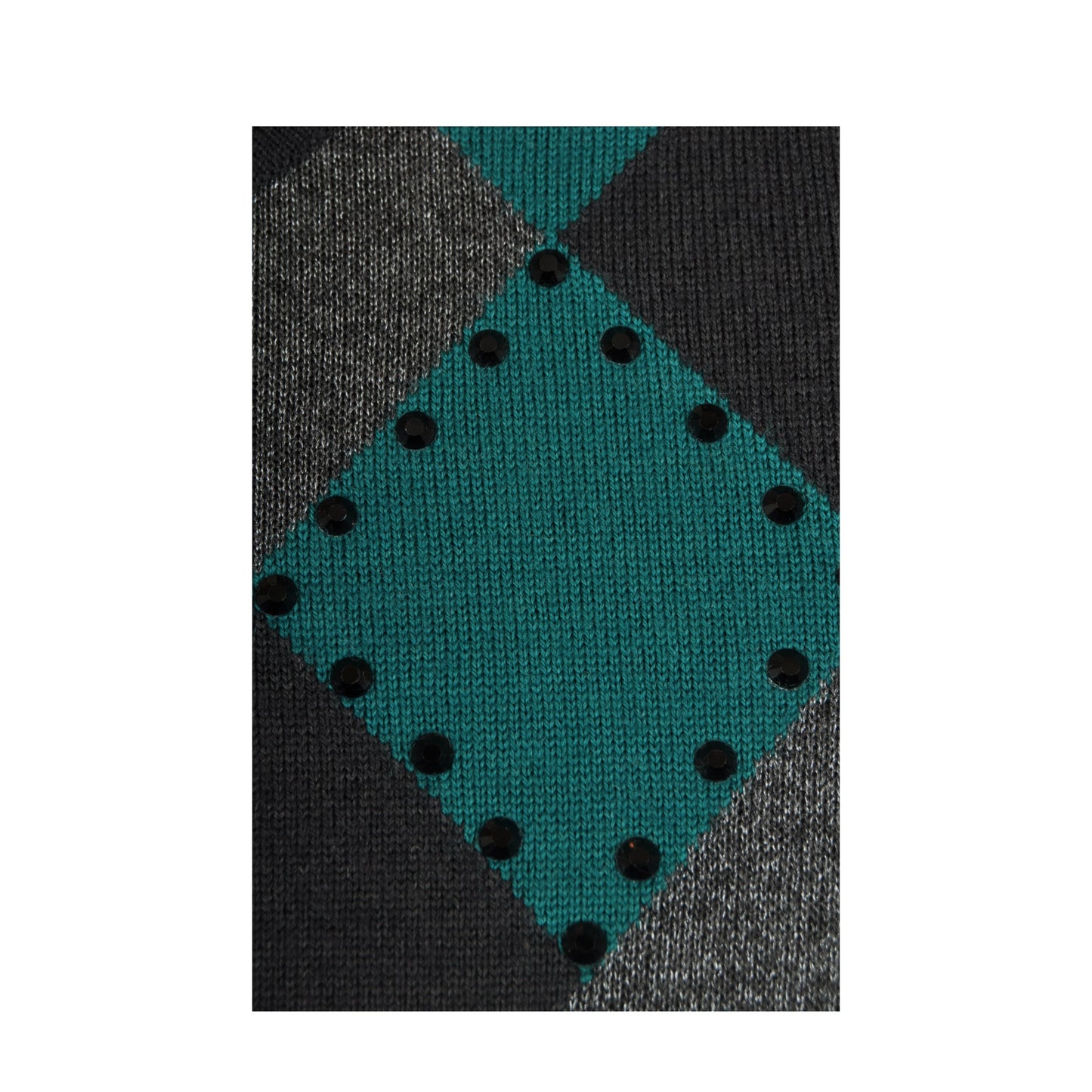 Vintage Knitwear Sweater Retro Argyle Pattern Green/Grey Ladies Medium