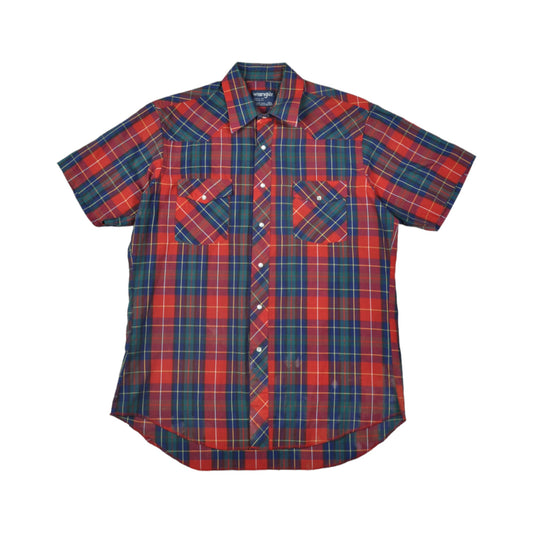 Vintage Wrangler Western Shirt Short Sleeve Red Large