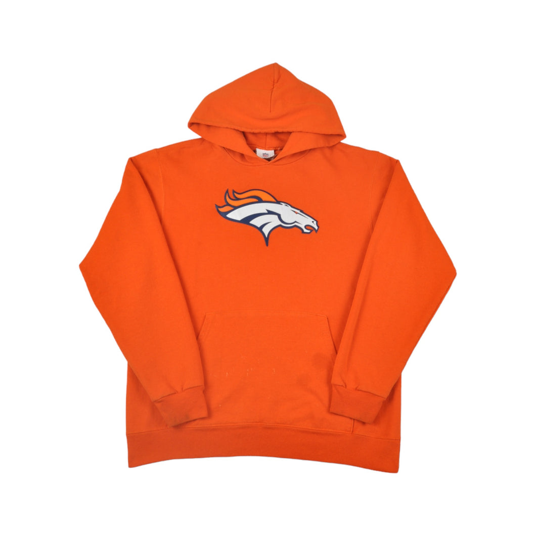 Vintage Denver Broncos Hoodie Sweatshirt Orange Medium