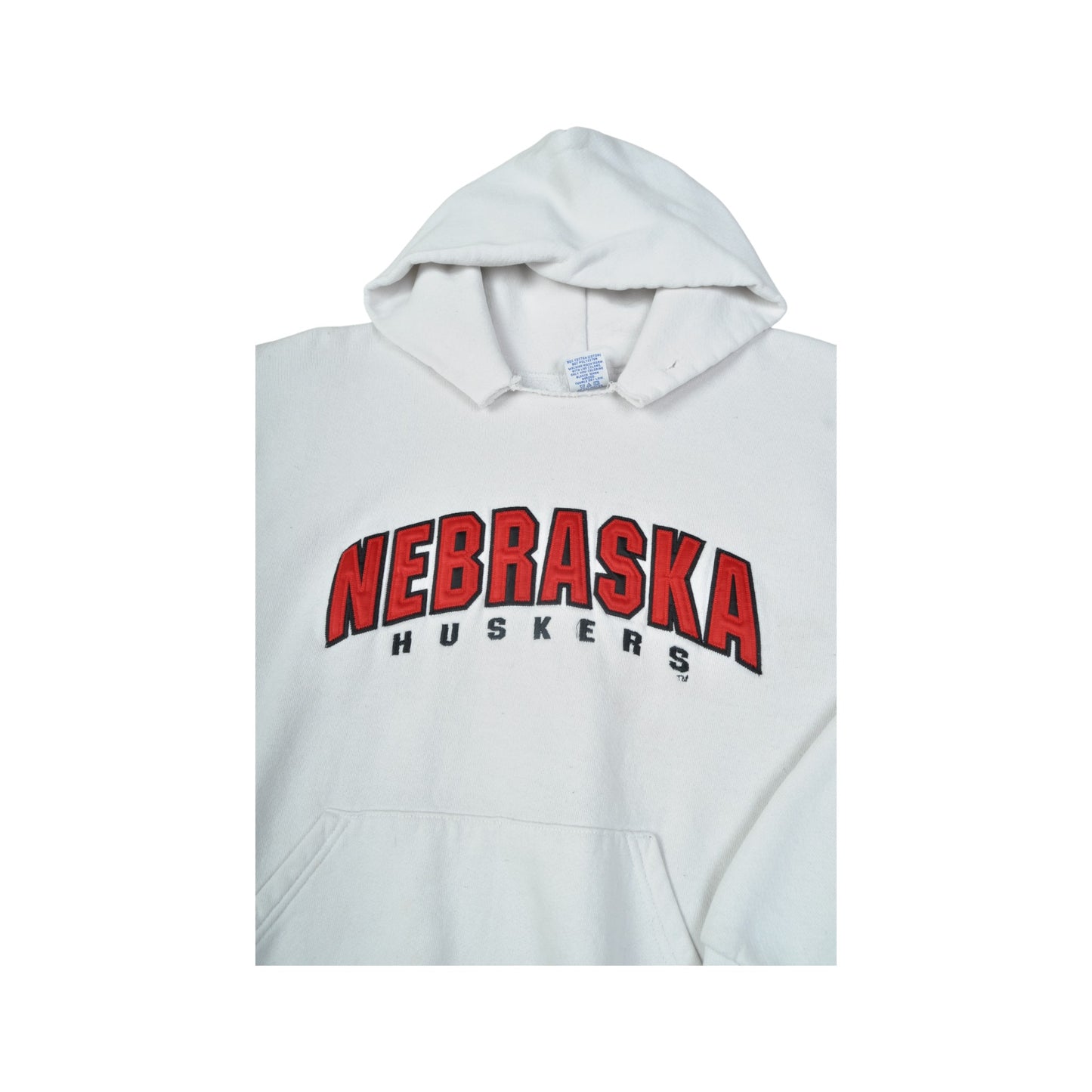Vintage Russell Athletic Nebraska Huskers Hoodie White Small