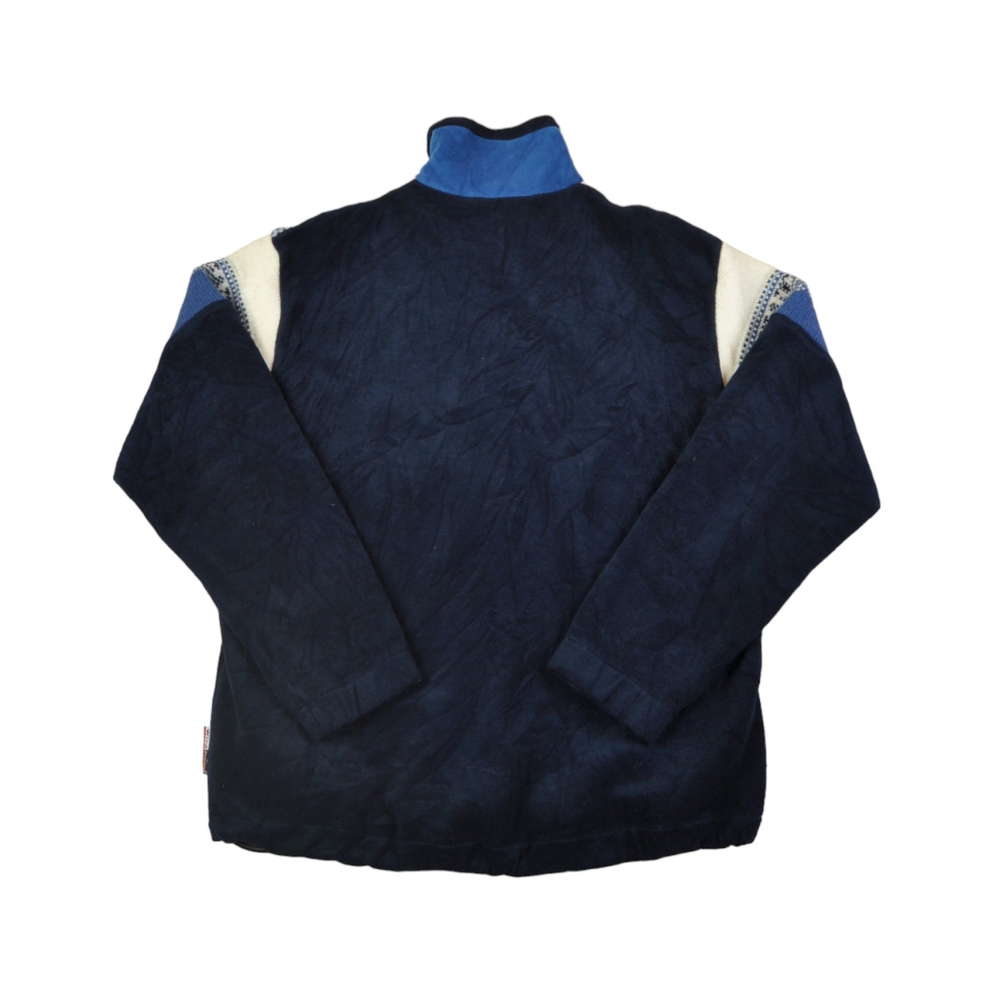 Vintage Fleece 1/4 Zip Retro Pattern Blue XL