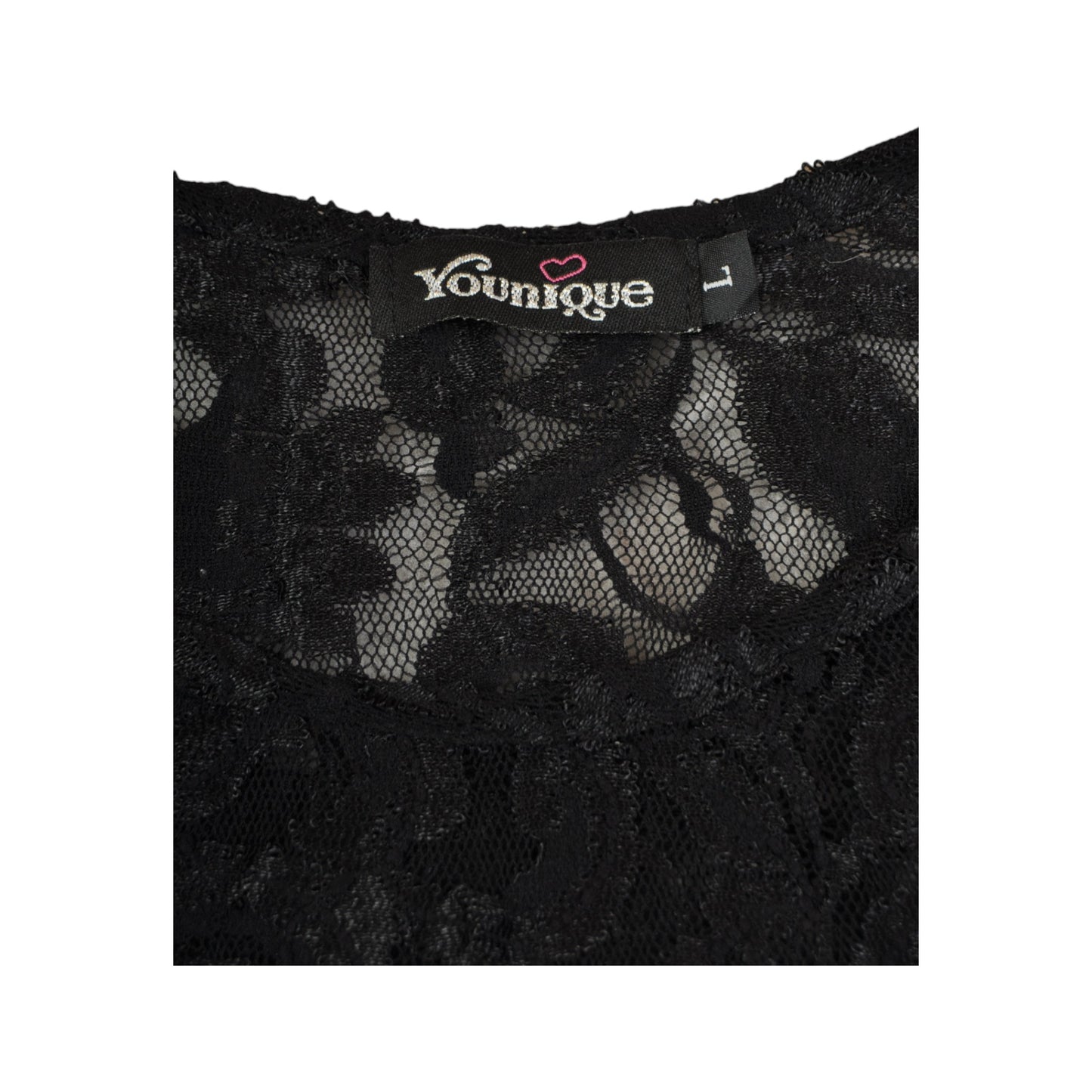 Vintage Y2K Lace Sheer Top Black Medium