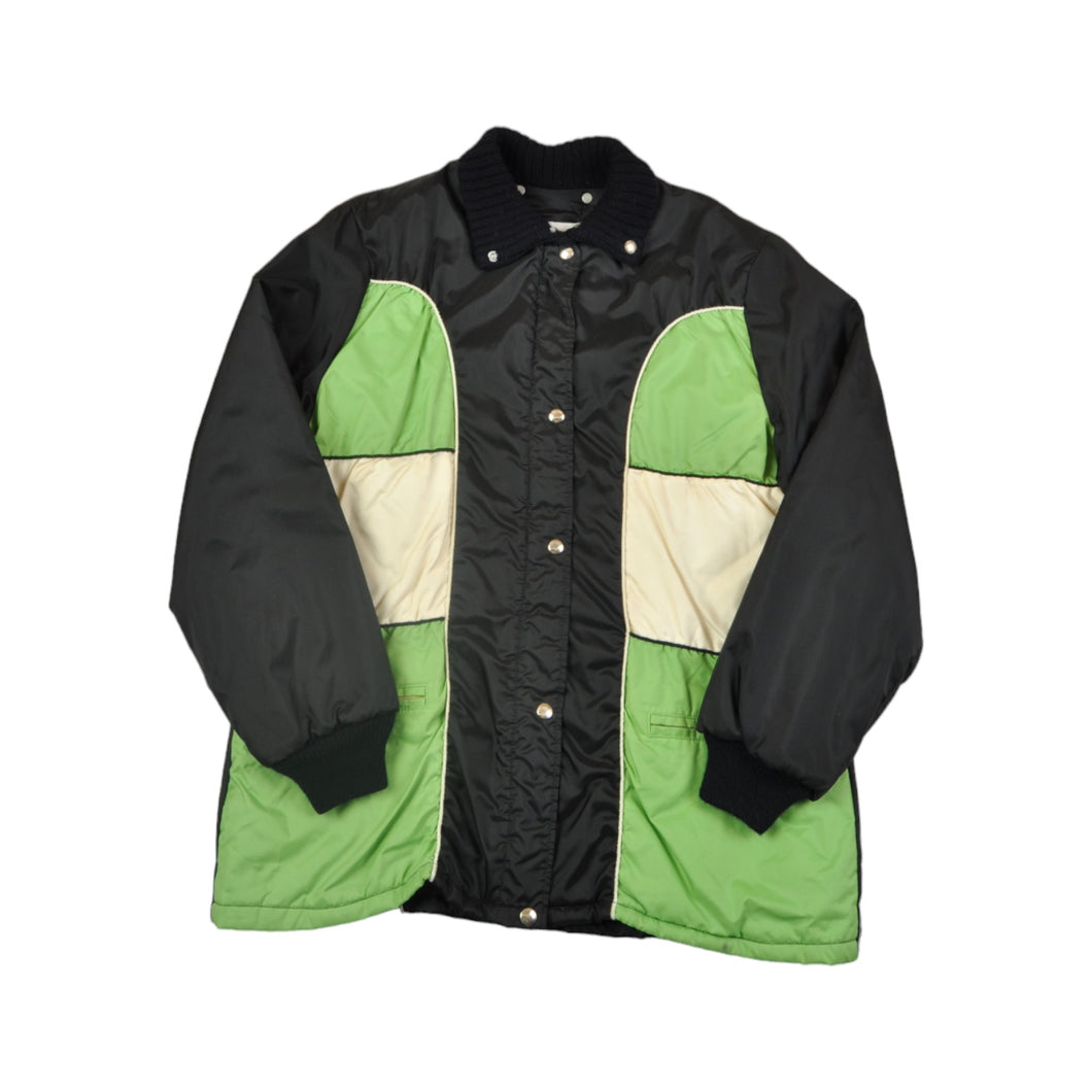 Vintage Ski Jacket 80s Style Black/Green Ladies Medium