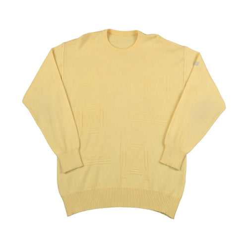 Vintage Knitwear Sweater Retro Pattern Yellow Large
