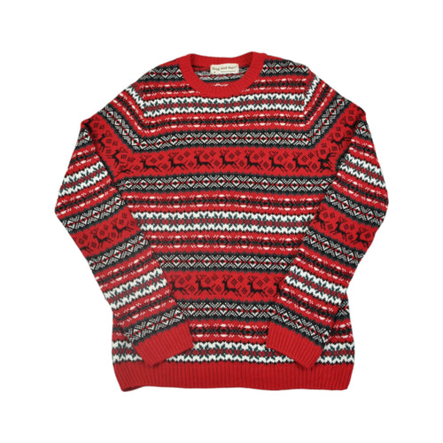 Vintage Knitwear Sweater Retro Pattern Red Medium
