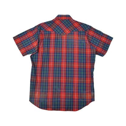 Vintage Wrangler Western Shirt Short Sleeve Red Large