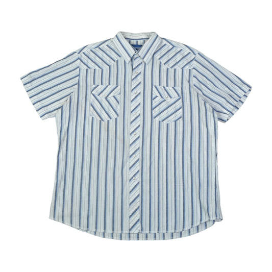 Vintage Wrangler Western Shirt Short Sleeve Blue XL