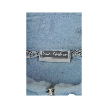Vintage Fleece 1/4 Zip Block Colour Blue Ladies Large