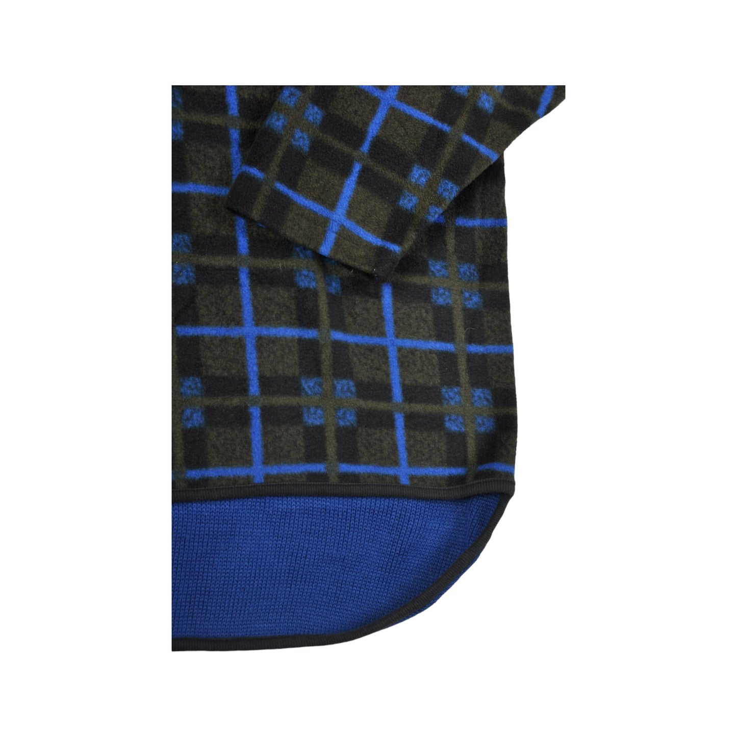 Vintage Fleece 1/4 Zip Retro Pattern Grey/Blue XL
