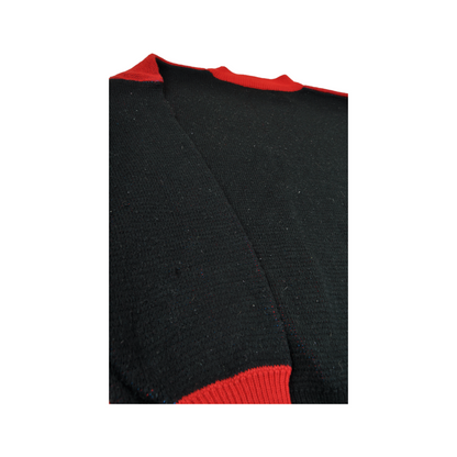 Vintage Knitted Jumper Retro Pattern Red/Black Large