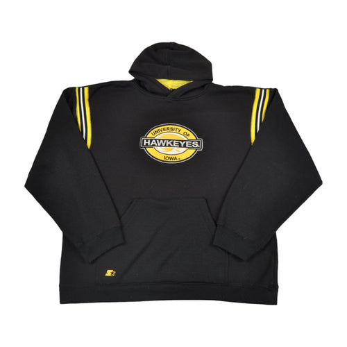 Vintage University of Iowa Hawkeyes Starter Hoodie Sweatshirt Black XL