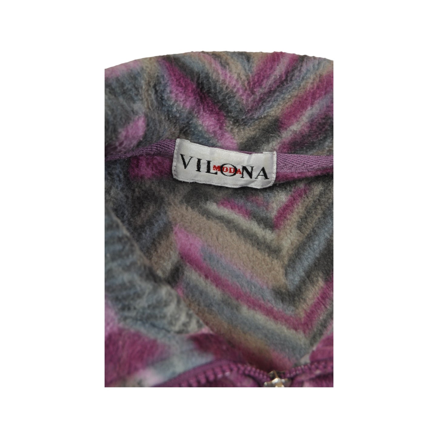 Vintage Fleece Jacket Retro Pattern Pink/Grey Ladies Medium