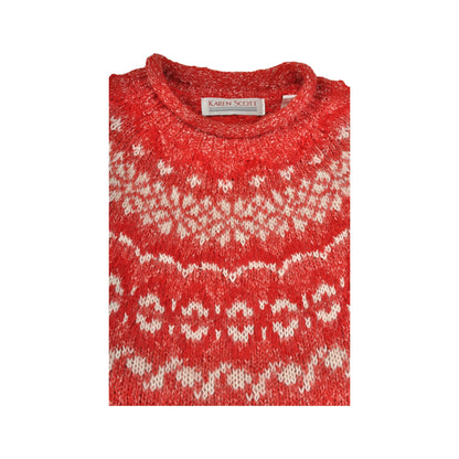 Vintage Knitwear Sweater Scandi Pattern Red Ladies Small
