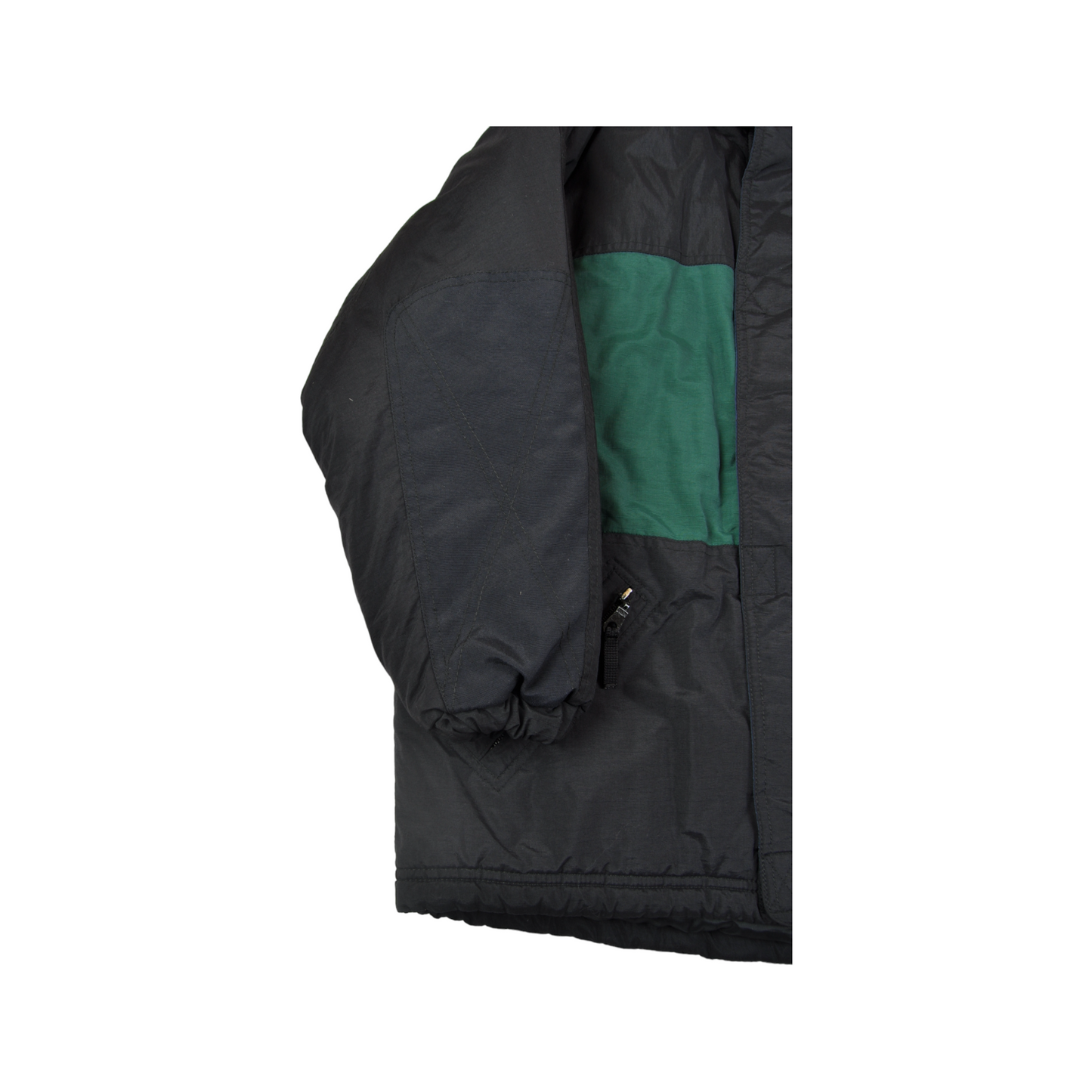 Vintage Ski Jacket Retro Block Colour Black/Green Ladies XS