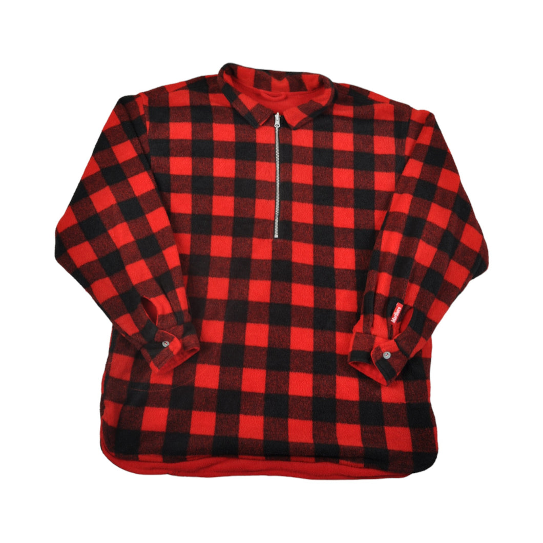 Vintage Marlboro Fleece 1/4 Zip Retro Pattern Red/Black XL