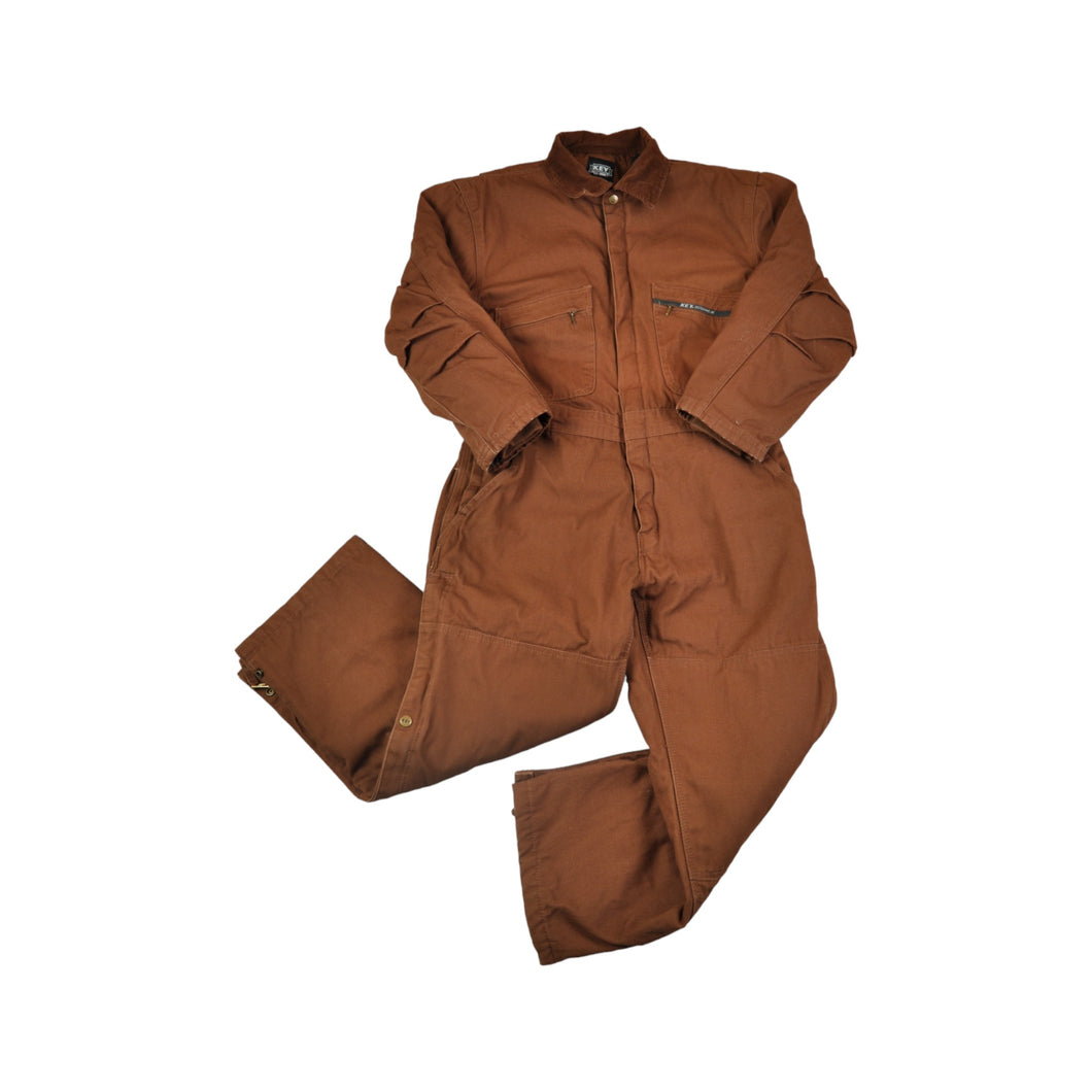 Vintage Key Workwear Jumpsuit Jacket Brown Medium
