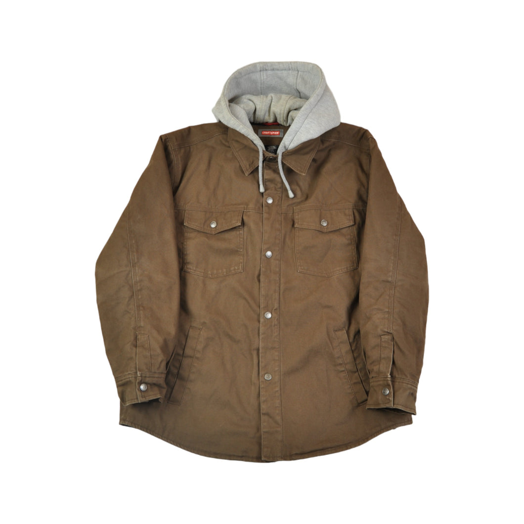 Vintage Workwear Hooded Jacket Brown Large