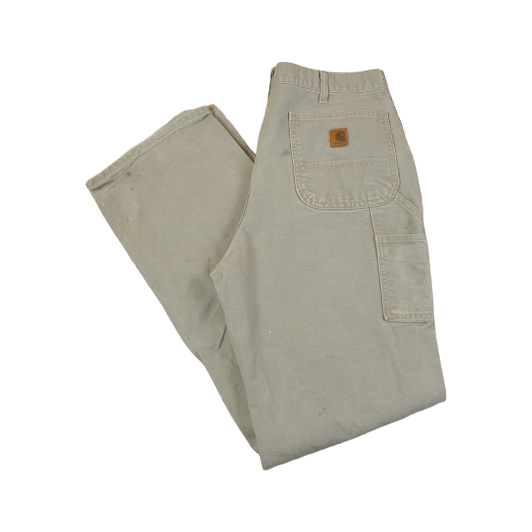 Vintage Carhartt Workwear Carpenter Pants Grey Dungaree Fit W36 L36