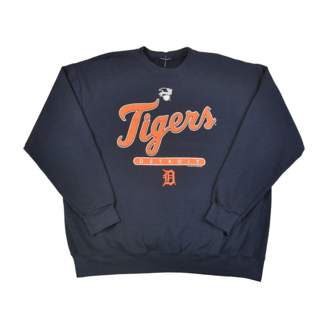 Vintage Detroit Tigers Baseball Team Sweatshirt Navy Large