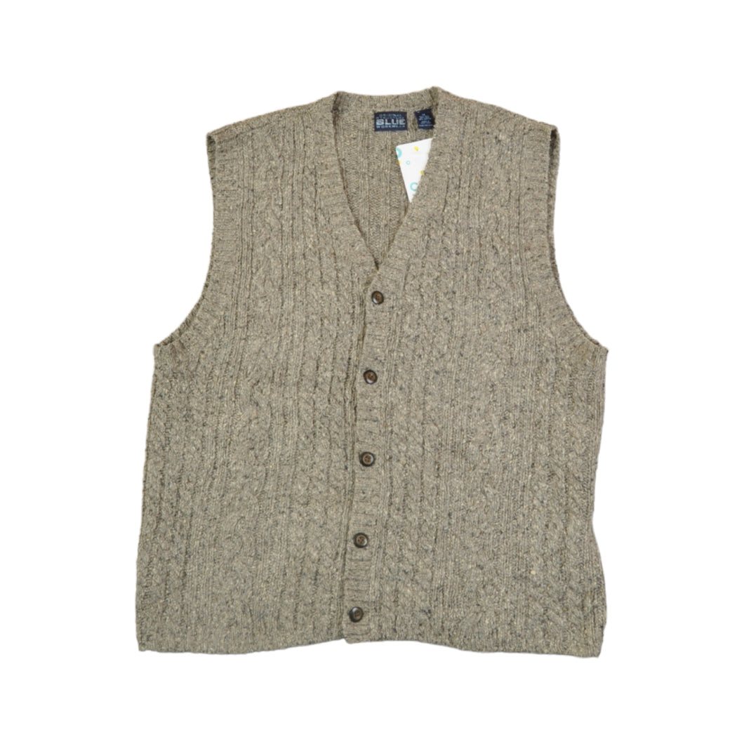 Vintage Knitted Vest Cardigan Grey Medium