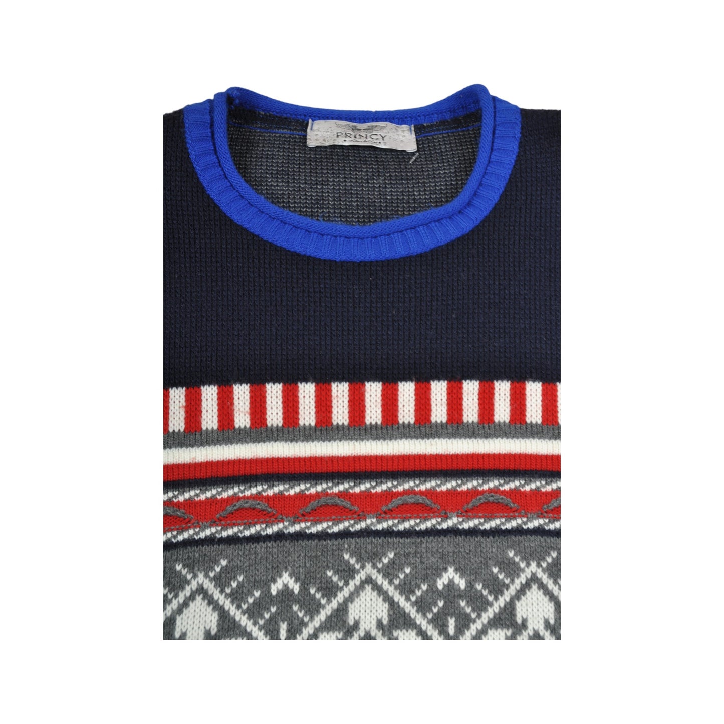 Vintage Knitwear Sweater Retro Pattern Blue Medium