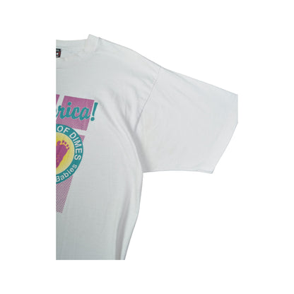 Vintage 90s Walk America Single Stitch T-Shirt White Large