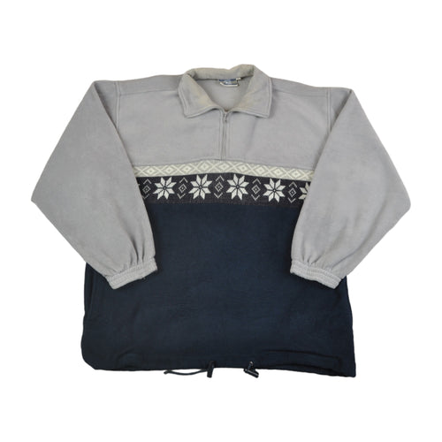 Vintage Fleece 1/4 Zip Block Colour Grey/Navy Large