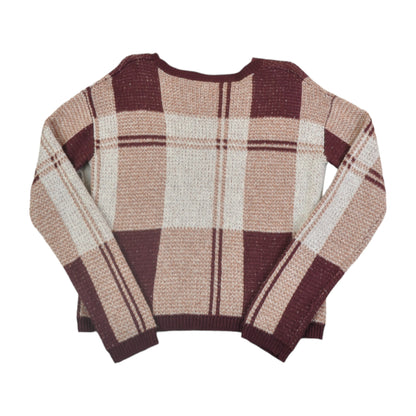 Vintage Knitwear Sweater Retro Check Pattern Pink/Purple Ladies Small