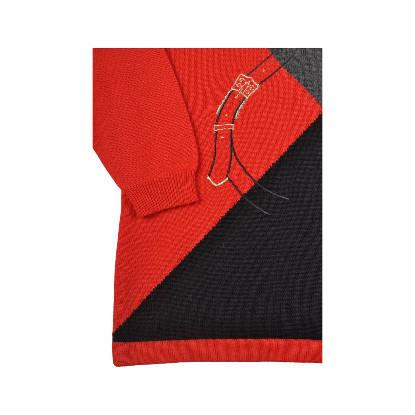 Vintage Knitwear Sweater Retro Pattern Red/Black Ladies Medium