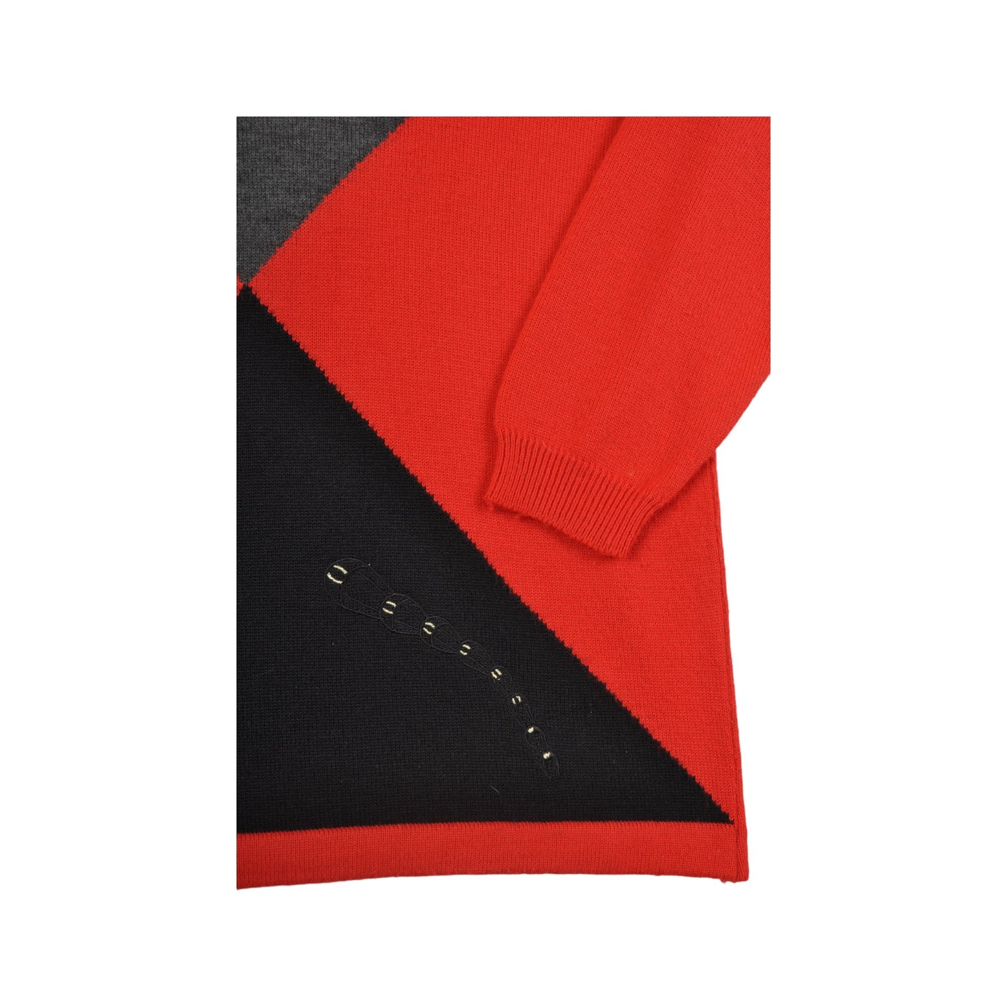 Vintage Knitwear Sweater Retro Pattern Red/Black Ladies Medium