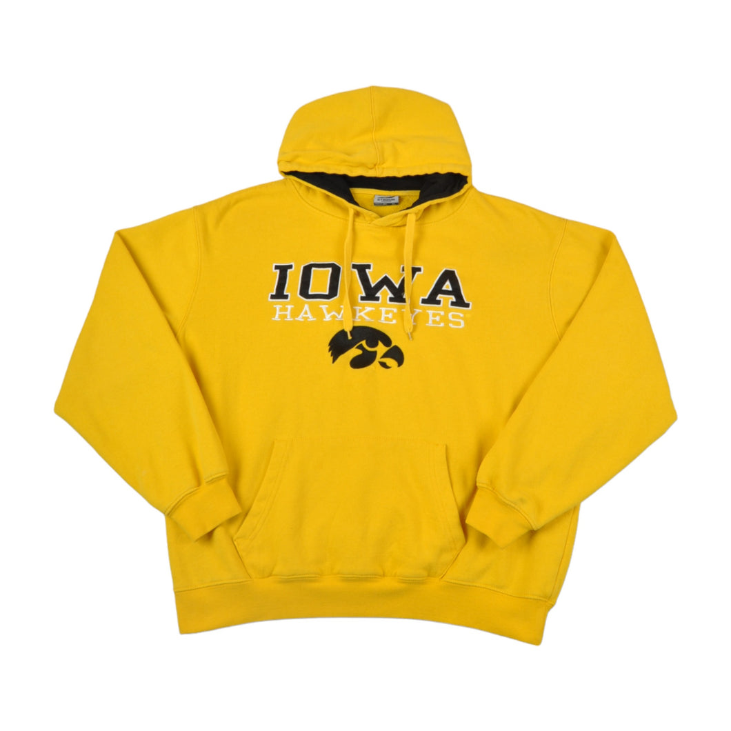 Vintage Iowa Hawkeyes Hoodie Sweatshirt Yellow XL