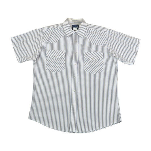 Vintage Wrangler Western Shirt Short Sleeved Striped Pattern Large