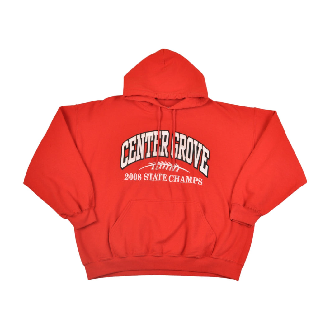 Vintage Centre Grove State Champs Hoodie Sweatshirt Red XL