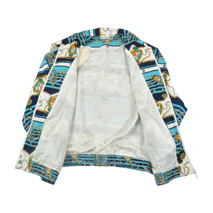 Vintage Windbreaker Jacket Retro Pattern Blue Ladies XL