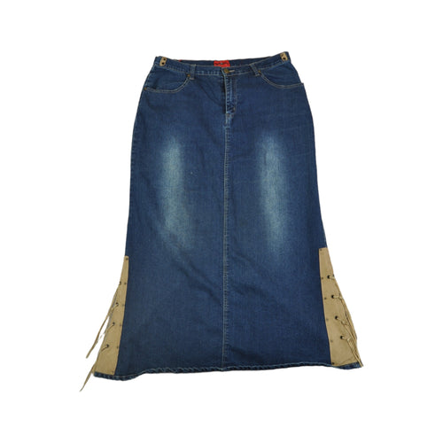 Vintage Y2K Denim Tassel Skirt Blue Denim M/L