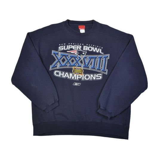 Vintage Reebok NFL New England Patriots Super Bowl Sweater Navy XL