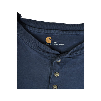 Vintage Carhartt Button Up Long Sleeve T-Shirt Navy XXL