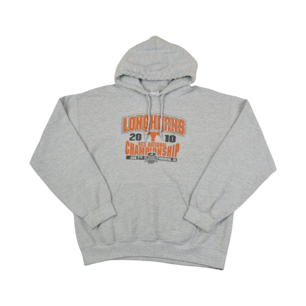 Vintage Texan Longhorns Football Hoodie Sweatshirt Grey Medium
