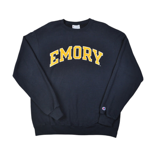Vintage Champion Emory University Sweater Navy Large