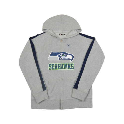 Vintage NFL Seattle Seahawks Hoodie Sweatshirt Grey Ladies Medium