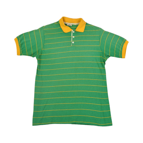 Vintage Stripe Polo T-Shirt Green Ladies Medium