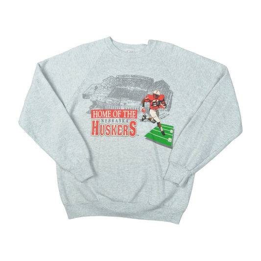 Vintage Nebraska Huskers University Sweater Grey Medium