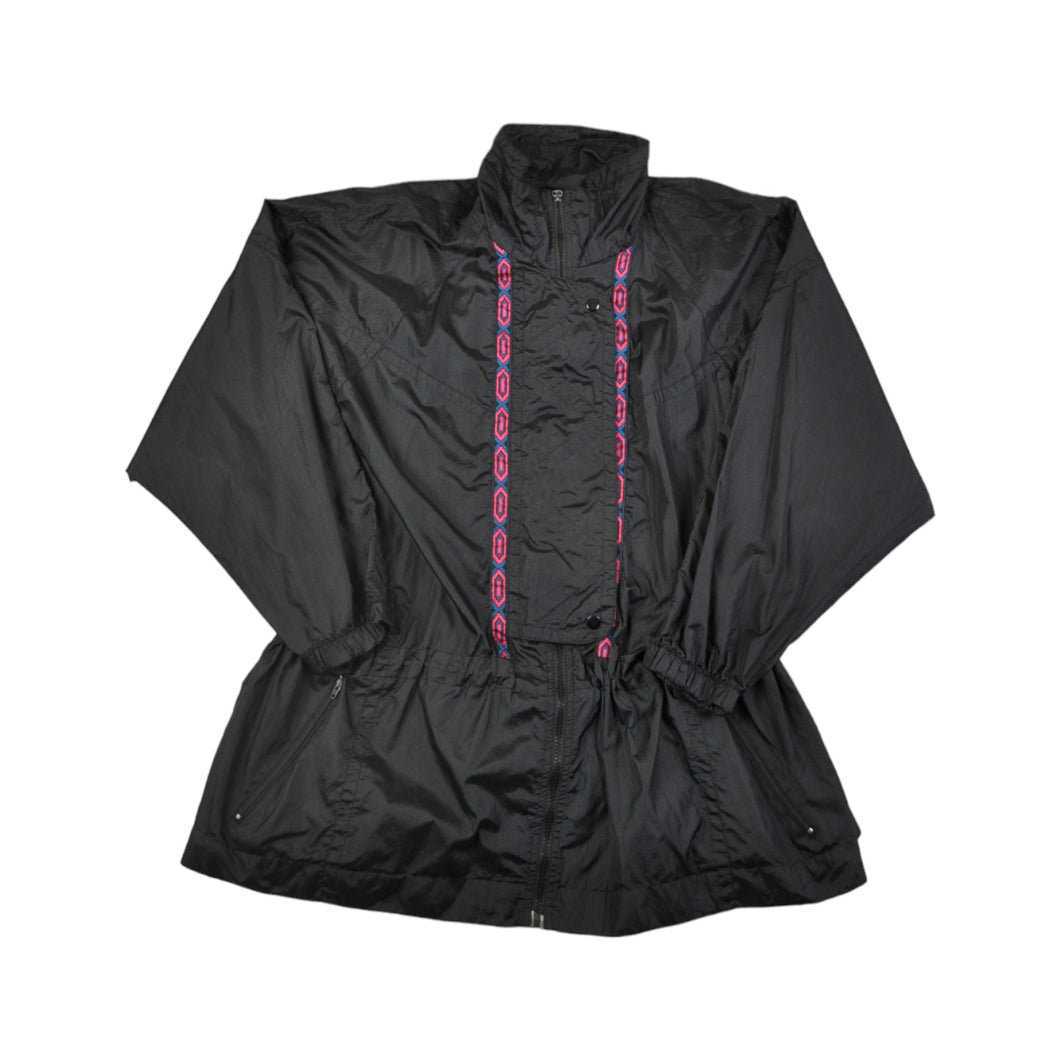 Vintage Waterproof Windbreaker Jacket Black Ladies XXL
