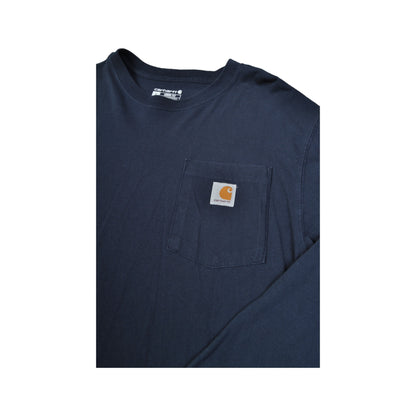 Vintage Carhartt Pocket Long Sleeve T-Shirt Navy Small
